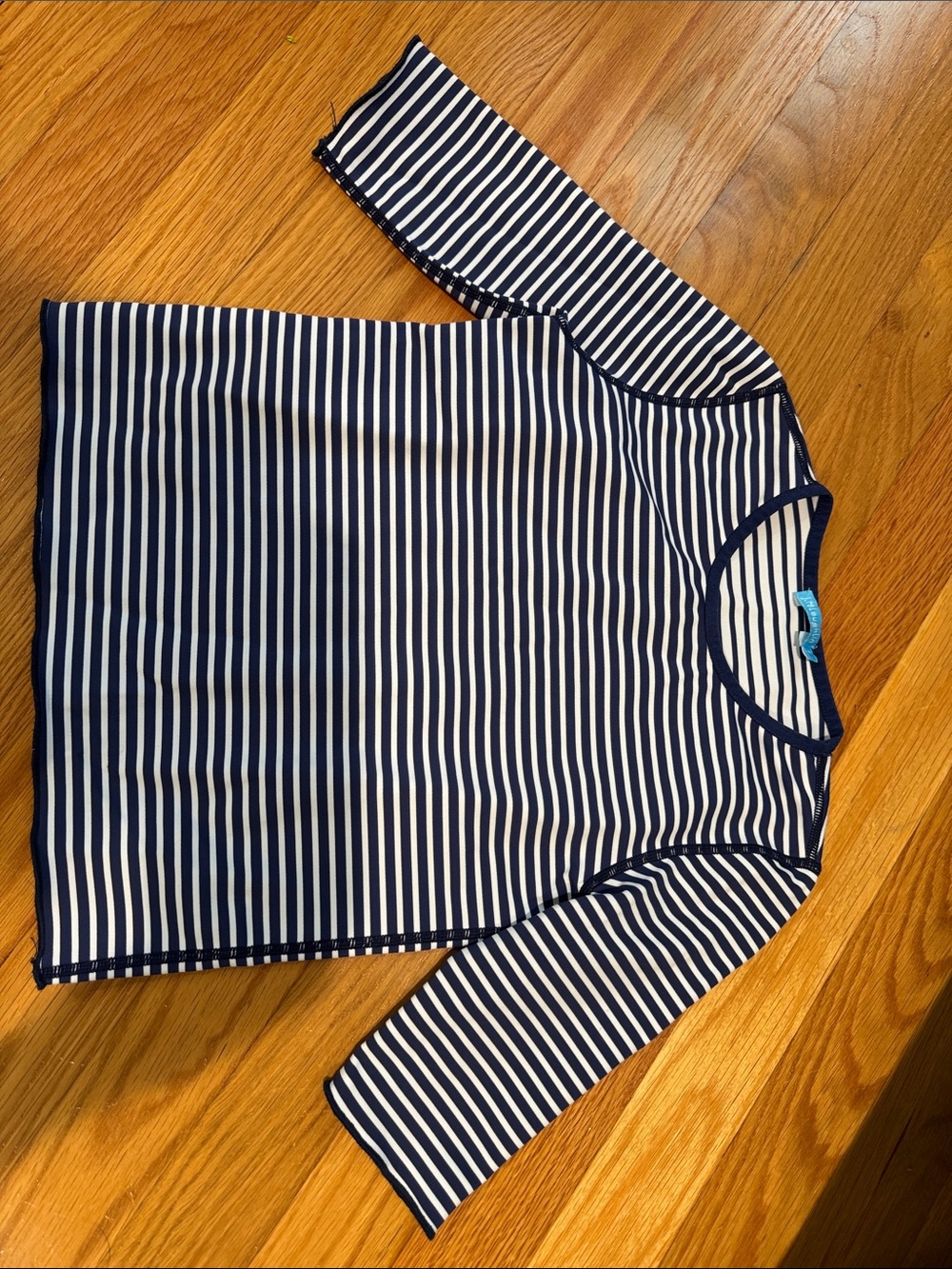 J. McLaughlin Navy and White Striped Long Sleeve Tee